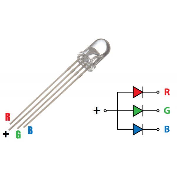 ليد RGB مقاس 5 مم (موجب مشترك)
