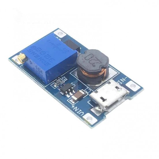 موديول رفع جهد DC-DC MT3608 حتى 2 أمبير بمنفذ مايكرو USB