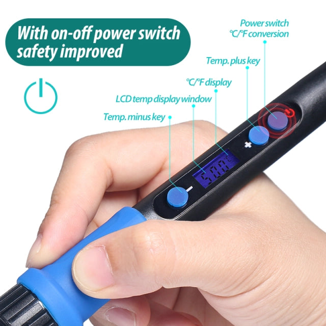كاوية لحام رحمة تك رقمية 100 وات بتحكم قابل للضبط في الحرارة وشاشة LCD موديل: RM-929D Plus X