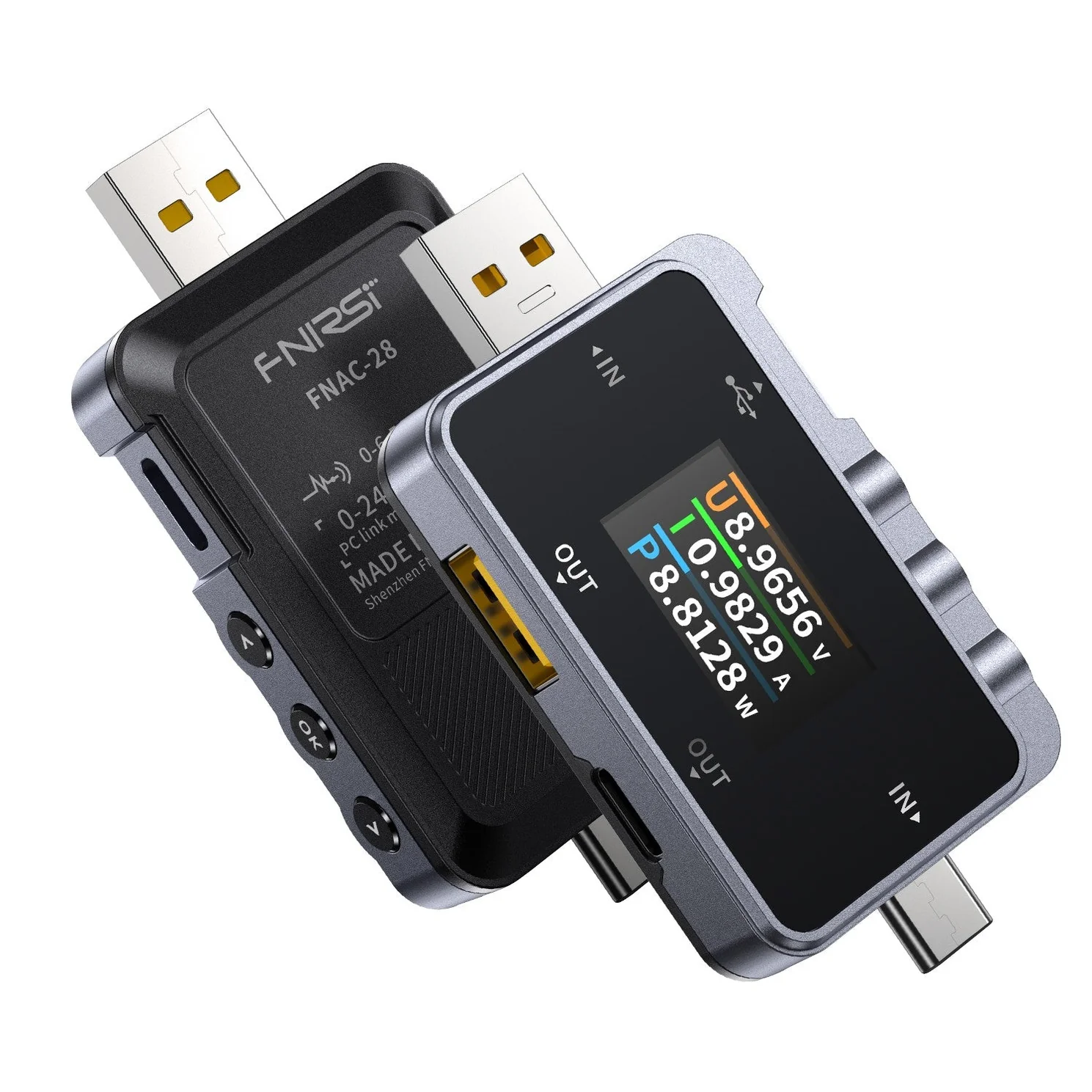 تستر فنيرسي USB تايب سي 2 في 1 فولتميتر وأمميتر رقمي لقياس الباور بنك والشاحن موديل: FNAC-28