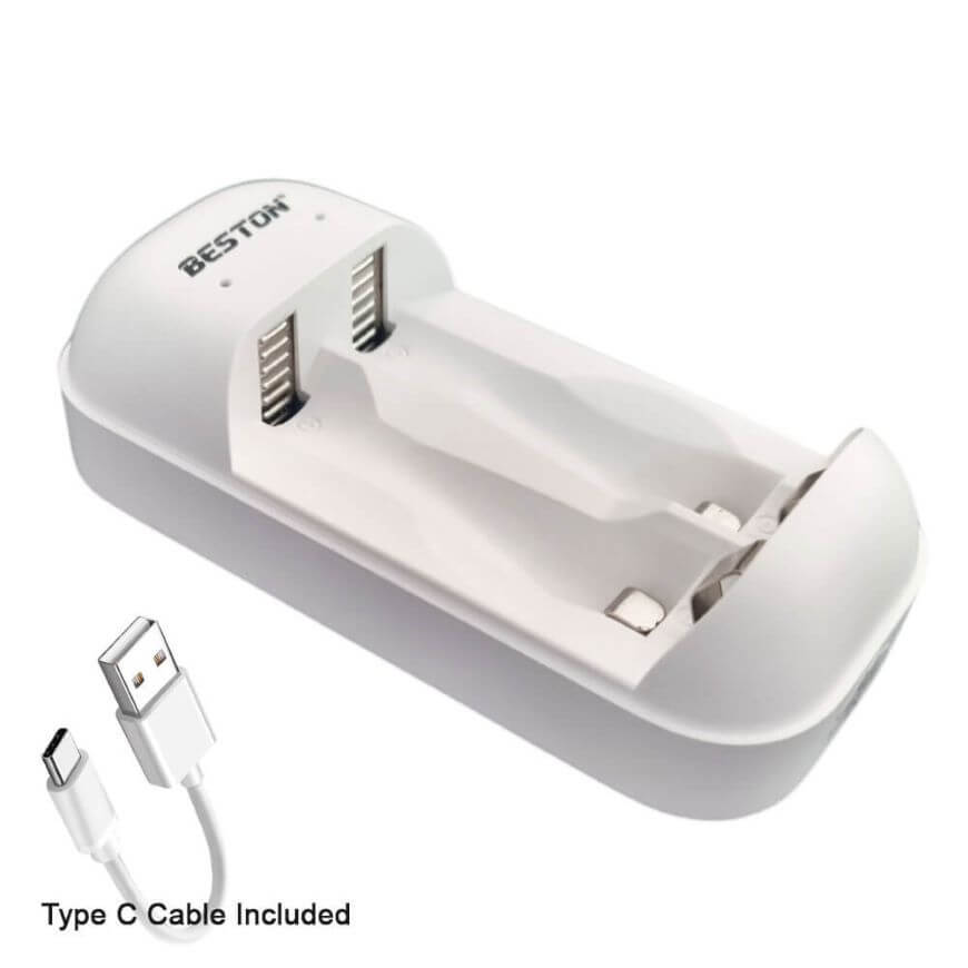 شاحن بيستون USB تايب سي بفتحتين لبطاريات AA وAAA (نيكل هيدريد وكادميوم) موديل: C2-2D1H01