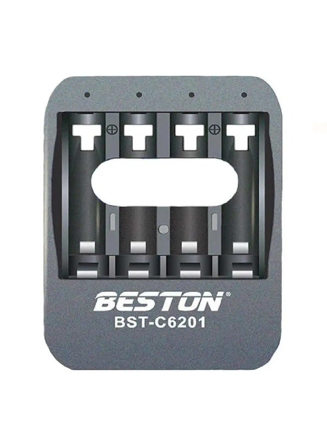 شاحن بيستون فائق السرعة بمدخل USB وتايب سي 4 فتحات مستقلة لبطاريات AA و AAA موديل: BST-C6201
